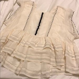 Silk peplum ruffle top